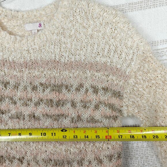SO Beige Fuzzy Knit Sweater Long Sleeve Soft Pullover Size S - Picture 3 of 8